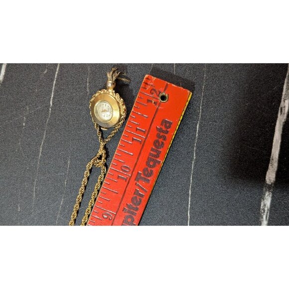 Baroness Vintage Pendant Watch Necklace Gold-Tone Chain & Tassel Estate Jewelry - Picture 8 of 9